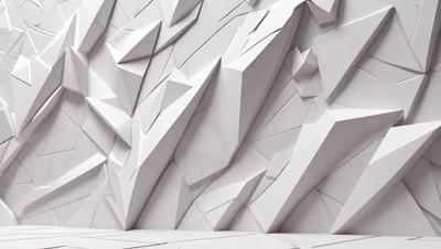 The primary subject of the image is a large, white, three-dimensional wall made of paper. The setting is a white room, and the visual style is a combination of digital art and illustration. The wall is the main focus of the image, and it appears to be a unique and creative design. The colors and mood of the image are predominantly white, giving it a clean and minimalist appearance.
