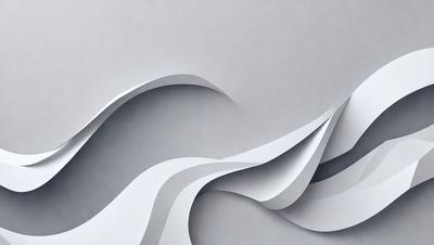 The primary subject of the image is a large, curved, and wavy white sculpture. The setting is a gray background, which contrasts with the sculpture. The visual style is a combination of digital art and illustration, creating a unique and artistic representation of the sculpture. The colors and mood of the image are predominantly white and gray, giving it a clean and minimalist appearance.