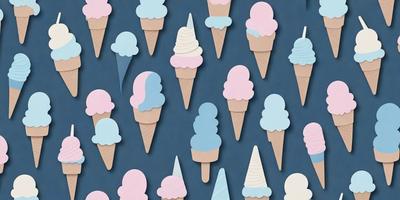 The primary subject of the image is a collection of ice cream cones, which are displayed in various colors and sizes. The setting is a blue background, which creates a visually appealing contrast with the vibrant colors of the ice cream cones. The visual style is a combination of digital art and illustration, as the ice cream cones are depicted in a detailed and artistic manner. The colors and mood of the image are lively and cheerful, as the ice cream cones are associated with
