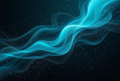 The primary subject of the image is a blue, swirling, and flowing object, which appears to be a digital art or illustration. The setting is a dark background, which contrasts with the blue object. The visual style is artistic and creative, with the blue object being the main focus of the image. The colors and mood of the image are predominantly blue, creating a sense of calmness and tranquility.