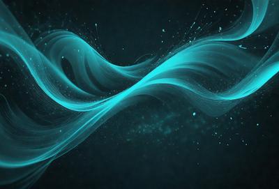 The primary subject of the image is a blue wave or water flow, which is the main focus of the scene. The setting is a dark background, which contrasts with the blue wave. The visual style is a digital art or illustration, as the wave appears to be a digital creation. The dominant colors are blue and black, creating a calm and serene atmosphere.