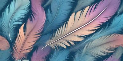 The primary subject of the image is a white feather, which is the main object in the scene. The feather is placed against a blue background, creating a striking contrast. The visual style of the image is a combination of photo and digital art, as it appears to be a close-up of the feather with a slightly blurred background. The dominant colors in the image are blue and white, giving it a calm and serene atmosphere.