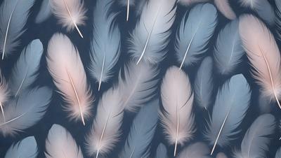 The primary subject of the image is a pattern of white feathers, which are the primary focus of the image. The setting is a blue background, which provides a contrasting color to the white feathers. The visual style of the image is a combination of photo and digital art, creating a unique and eye-catching design. The colors and mood of the image are predominantly white and blue, giving it a clean and soothing appearance.