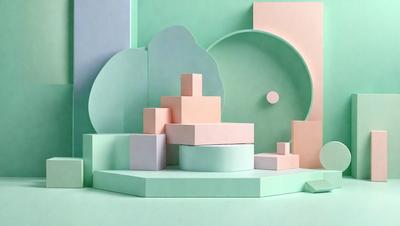The primary subject of the image is a collection of different colored blocks, which are arranged in various shapes and sizes. The setting is a green background, which adds a vibrant and lively atmosphere to the scene. The visual style of the image is a combination of digital art and illustration, creating a unique and creative presentation. The colors and mood of the image are predominantly green, with the blocks adding a variety of hues and textures to the overall composition.