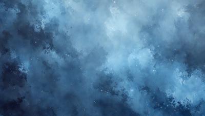 The primary subject of the image is a blue sky filled with stars. The setting is a night sky, and the visual style is a painting or drawing. The colors and mood are predominantly blue, with a sense of tranquility and beauty.