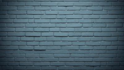 The primary subject of the image is a blue brick wall. The setting is a brick wall, and the visual style is a photo. The dominant colors are blue and white, creating a calm and serene atmosphere.