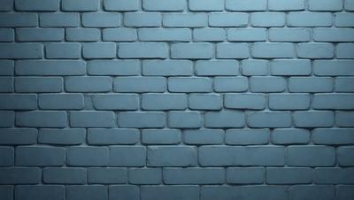 The primary subject of the image is a blue brick wall. The setting is a brick wall, and the visual style is a photo. The dominant colors are blue and white, creating a calm and serene atmosphere.