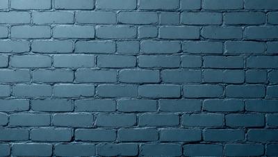 The primary subject of the image is a brick wall. The setting is a blue brick wall, which gives the scene a cool and calm atmosphere. The visual style is a photo, capturing the details of the brick wall. The dominant colors are blue and grey, creating a sense of depth and texture in the image.