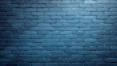 The primary subject of the image is a blue brick wall. The setting is a brick wall, and the visual style is a photo. The dominant colors are blue and white, creating a calm and serene atmosphere.