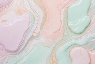 The primary subject of the image is a close-up of a colorful, swirling pattern on a wall. The setting is a room with a pink and white color scheme. The visual style is a combination of digital art and illustration, creating a vibrant and dynamic appearance. The dominant colors are pink, white, and various shades of green, giving the scene a lively and cheerful atmosphere.
