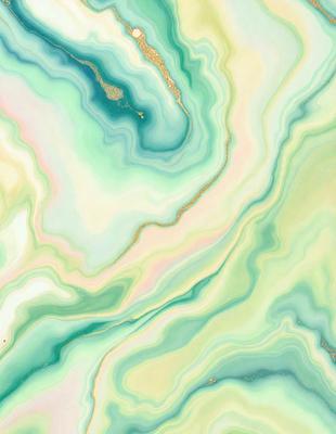 The primary subject of the image is a colorful, abstract design featuring a mix of green, blue, and gold colors. The setting is a wall with a patterned texture, giving the impression of a mosaic or a painted surface. The visual style is a combination of digital art and illustration, creating a unique and vibrant appearance. The colors and mood of the image are lively and energetic, with the green and blue hues providing a sense of freshness and the gold accents adding a touch of warm