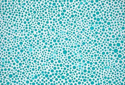 The primary subject of the image is a pattern of blue dots on a white background. The setting is a blue and white polka dot background, which creates a visually appealing and playful atmosphere. The visual style is a combination of digital art and illustration, as the dots are arranged in a deliberate and artistic manner. The colors and mood of the image are predominantly blue and white, giving it a clean, fresh, and vibrant appearance.