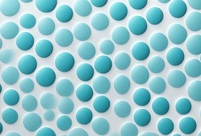 The primary subject of the image is a pattern of blue circles arranged in a grid-like formation. The setting is a white background, which provides a clean and minimalist appearance. The visual style is a combination of digital art and illustration, creating a unique and eye-catching design. The dominant colors are blue and white, giving the image a calm and soothing atmosphere.