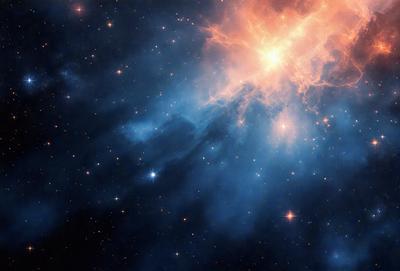 The primary subject of the image is a beautiful and colorful nebula, which is the main object, scene, or focus of the image. The setting or background of the image is a dark, star-filled sky, which provides a contrasting and dramatic backdrop for the nebula. The visual style of the image is a combination of photo and digital art, creating a stunning and detailed representation of the celestial object. The colors and mood of the image are vibrant and captivating, with the