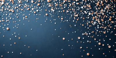 The primary subject of the image is a pattern of circles, which are scattered across a blue background. The circles vary in size and are arranged in a visually appealing manner. The setting appears to be a dark background, which contrasts with the bright, shiny circles. The visual style of the image is a combination of digital art and illustration, creating a unique and eye-catching design. The dominant colors in the image are blue and gold, giving the overall atmosphere a sense of depth and sophistication.