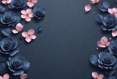 The primary subject of the image is a bouquet of pink and purple flowers. The flowers are arranged in a vase, and they are placed on a blue background. The visual style of the image is a digital art or illustration, creating a vibrant and colorful scene. The dominant colors in the image are pink and purple, giving the scene a warm and inviting atmosphere.