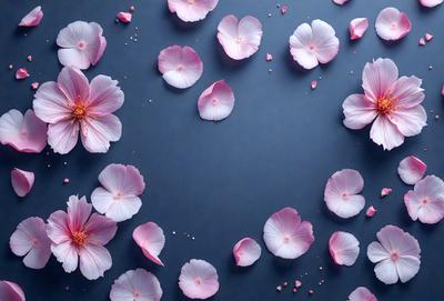 The primary subject of the image is a close-up of a pink flower. The setting is a blue background, which creates a contrasting and visually appealing effect. The visual style is a photo, capturing the beauty of the flower in detail. The dominant colors are pink and blue, creating a serene and calming atmosphere.