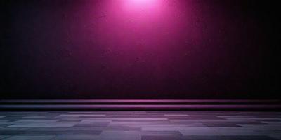 The primary subject of the image is a purple wall with a pink light shining on it. The setting is a dark room with a purple and pink color scheme. The visual style is a digital art or illustration, creating a moody and atmospheric scene.