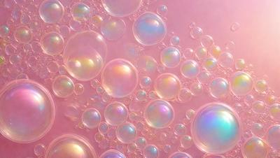 The primary subject of the image is a close-up of a pink surface with numerous small bubbles. The setting appears to be a pink background, and the visual style is a close-up of the bubbles. The colors and mood of the image are predominantly pink, creating a warm and inviting atmosphere.