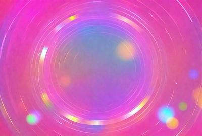 The primary subject of the image is a colorful, swirling pattern that appears to be a digital art or illustration. The setting is a pink background, which adds to the overall mood of the image. The visual style is a combination of colors and patterns, creating a vibrant and dynamic scene.