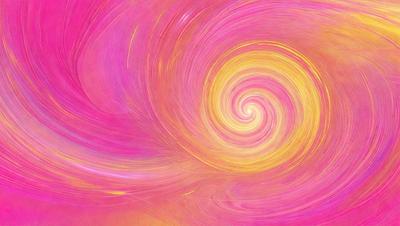 The primary subject of the image is a swirling, spiral-like pattern in shades of pink and yellow. The setting is a pink background, which adds to the overall mood of the image. The visual style is a combination of digital art and illustration, creating a vibrant and dynamic scene. The colors and mood of the image are predominantly warm and inviting, with the pink and yellow hues evoking feelings of happiness and positivity.