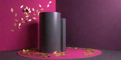 The primary subject of the image is a tall, thin, and gray metal sculpture. The setting is a pink background, which creates a contrasting and visually striking environment. The visual style of the image is a combination of photo and digital art, as it appears to be a photograph of a digital art piece. The colors and mood of the image are predominantly pink, which gives it a warm and inviting atmosphere.