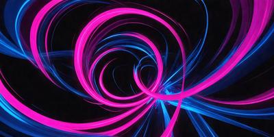 The primary subject of the image is a swirling, pink and blue neon light. The setting is a dark background, which contrasts with the bright colors of the light. The visual style is a digital art or illustration, as the light appears to be a digital creation. The colors and mood of the image are vibrant and energetic, with the pink and blue hues creating a sense of movement and dynamism.