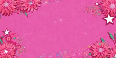 The primary subject of the image is a pink background with a pattern of stars. The setting is a pink sheet of paper, and the visual style is a combination of digital art and illustration. The colors and mood of the image are predominantly pink, creating a warm and inviting atmosphere.