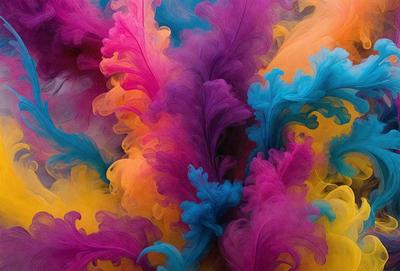 The primary subject of the image is a colorful, swirling pattern of purple, blue, and yellow colors. The setting is a background of a colorful, swirling pattern of purple, blue, and yellow colors. The visual style is a digital art or illustration, as the colors and patterns are vibrant and intricate. The dominant colors are purple, blue, and yellow, creating a lively and energetic atmosphere.