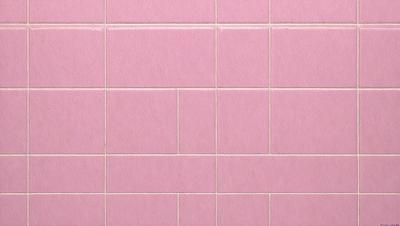 The image features a pink tiled wall with a pattern of square tiles. The tiles are arranged in a way that creates a visually appealing and cohesive design. The pink color of the tiles adds a warm and inviting atmosphere to the space. The wall appears to be a part of a bathroom or a similar room, as the tiles are commonly used in such environments.
