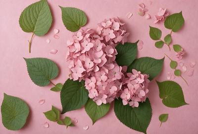 The primary subject of the image is a bouquet of pink flowers, which are the main focus of the scene. The flowers are placed on a pink surface, which serves as the background. The visual style of the image is a close-up of the flowers, showcasing their details and beauty. The dominant colors in the image are pink, which is the color of the flowers, and the pink surface, creating a warm and inviting atmosphere.