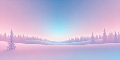 The primary subject of the image is a snowy landscape with a blue sky. The setting is a snow-covered field, and the visual style is a digital art or illustration. The dominant colors are blue and white, creating a serene and peaceful atmosphere.