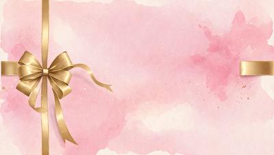 The primary subject of the image is a bow, which is the main object, scene, or focus of the image. The setting/background features a pink background, which adds to the overall atmosphere. The visual style of the image is a watercolor painting, giving it a unique and artistic appearance. The colors and mood of the image are predominantly pink, creating a warm and inviting atmosphere.