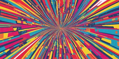 The primary subject of the image is a colorful, abstract design featuring a mix of bright colors and patterns. The setting is a colorful background, which complements the vibrant colors and patterns of the main subject. The visual style of the image is a combination of digital art and illustration, creating a unique and eye-catching design. The dominant colors and overall atmosphere of the image are energetic, lively, and full of color, making it an engaging and visually appealing piece of art.