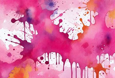The primary subject of the image is a close-up of a pink and white painting, which appears to be a watercolor. The setting is a pink background, and the visual style is a painting or drawing. The colors and mood of the image are predominantly pink and white, creating a warm and inviting atmosphere.
