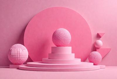 The primary subject of the image is a pink sphere, which is the main object in the scene. The setting is a pink background, which creates a visually striking contrast with the pink sphere. The visual style of the image is a combination of photo and digital art, giving it a unique and artistic appearance. The colors and mood of the image are predominantly pink, creating a warm and inviting atmosphere.