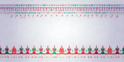 The primary subject of the image is a white frame with a colorful border. The border is decorated with a pattern of leaves and flowers, creating a vibrant and lively appearance. The setting is a white background, which contrasts with the colorful border. The visual style of the image is a combination of digital art and illustration, as it features a detailed and intricate design. The colors and mood of the image are predominantly warm and cheerful, with the use of various shades of green, red,