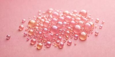 The primary subject of the image is a pink surface with a pattern of pink and white bubbles. The setting is a pink background, and the visual style appears to be a close-up of the pink surface with the bubbles. The colors and mood of the image are predominantly pink and white, creating a soft and delicate atmosphere.