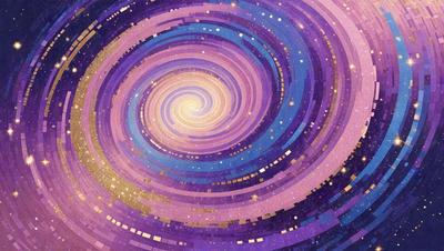 The primary subject of the image is a purple spiral, which appears to be a digital art or illustration. The spiral is set against a blue background, creating a visually striking contrast. The overall atmosphere of the image is vibrant and captivating, with the purple and blue colors evoking a sense of depth and intrigue.