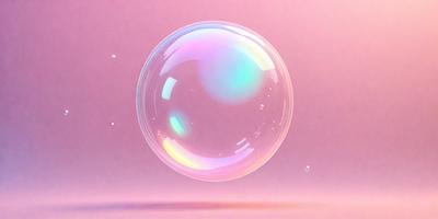 The primary subject of the image is a large, colorful bubble floating in the air. The bubble is surrounded by a pink background, which adds a vibrant and lively atmosphere to the scene. The visual style of the image is a combination of photo and digital art, creating a unique and eye-catching representation of the bubble. The colors and mood of the image are predominantly pink, which gives it a warm and cheerful feel.