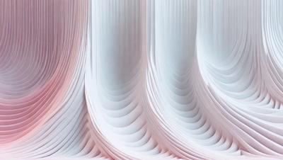 The primary subject of the image is a large, white, and pink paper sculpture. The sculpture is made up of many individual pieces of paper, creating a visually striking and intricate design. The setting is a white background, which allows the sculpture to stand out and be the main focus of the image. The visual style is a combination of digital art and illustration, as the paper pieces are carefully arranged and manipulated to create the desired effect. The colors and mood of the image are predominantly white and p