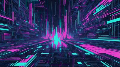 The primary subject of the image is a futuristic cityscape with a purple and pink color scheme. The setting is a futuristic city with a lot of buildings and a street. The visual style is digital art, and the colors and mood create a sense of excitement and wonder.