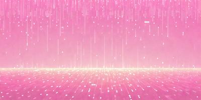 The primary subject of the image is a pink background with a pattern of white lights. The setting appears to be a futuristic environment, possibly a space station or a futuristic city. The visual style of the image is digital art, as it is a computer-generated image. The dominant colors are pink and white, creating a warm and inviting atmosphere.