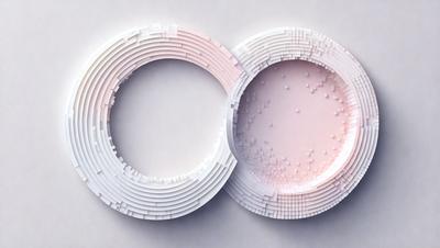 The primary subject of the image is a white, three-dimensional sculpture of a circle with a hole in the middle. The sculpture is made of paper and is placed on a white surface. The setting is a white background, which provides a clean and minimalist appearance to the artwork. The visual style is a combination of digital art and illustration, as the paper sculpture is created using digital tools. The colors and mood of the image are predominantly white, giving it a clean and minimalist appearance.