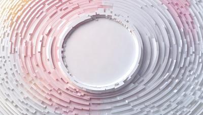 The primary subject of the image is a white circle with a pink border. The circle is placed on a white surface, which could be a piece of paper or a canvas. The visual style of the image is digital art, as it appears to be a computer-generated or digitally manipulated image. The colors and mood of the image are predominantly white and pink, creating a clean and elegant appearance.
