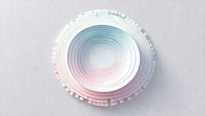 The primary subject of the image is a white circle with a blue and pink gradient. The circle is placed on a white background, giving it a clean and minimalist appearance. The visual style of the image is a combination of digital art and illustration, as it features a detailed and intricate design. The colors and mood of the image are predominantly white, blue, and pink, creating a calm and soothing atmosphere.