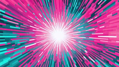 The primary subject of the image is a bright, colorful, and vibrant light source. The light appears to be a sun or a bright star, and it is the main focus of the image. The setting is a colorful, abstract background that complements the light source. The visual style of the image is a combination of digital art and illustration, creating a unique and eye-catching design. The colors and mood of the image are predominantly pink and green, giving it a lively and energetic