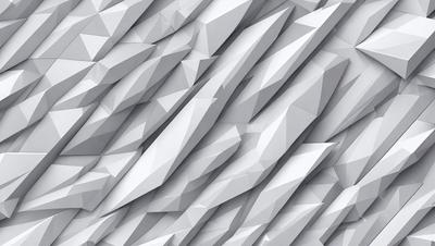 The primary subject of the image is a large, white, geometric wall. The setting is a white wall with a pattern of triangles, creating a visually striking and modern design. The visual style of the image is a combination of digital art and illustration, showcasing the intricate details of the triangular pattern. The colors and mood of the image are predominantly white, giving it a clean, minimalist, and contemporary feel.