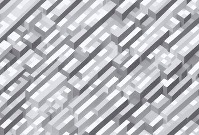 The primary subject of the image is a pattern of white squares, which are arranged in a checkered pattern. The setting is a white background, and the visual style is a digital art or illustration. The dominant colors are white and gray, creating a clean and minimalist atmosphere.