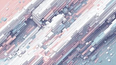 The primary subject of the image is a colorful, abstract design featuring a mix of pink, blue, and white colors. The setting is a digital artwork, likely created using a computer or other digital tools. The visual style is a combination of digital art and illustration, with a focus on the intricate patterns and shapes created by the interplay of these three primary colors. The overall atmosphere of the image is vibrant, dynamic, and visually engaging.